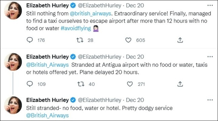 Elizabeth Hurley criticizes British Airways