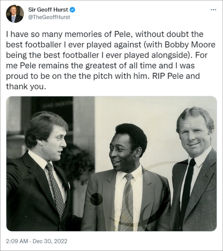 Sir Geoff Hurst's tweet