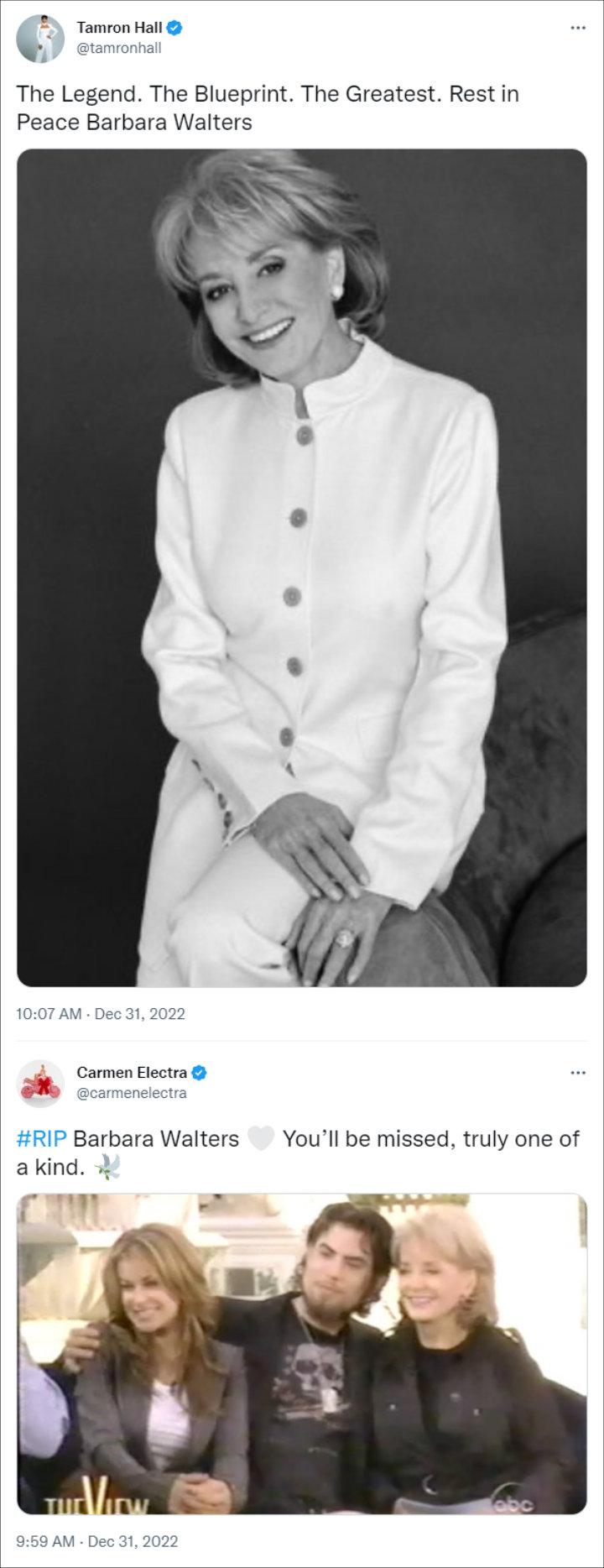 Tamron Hall and Carmen Electra's Tweets