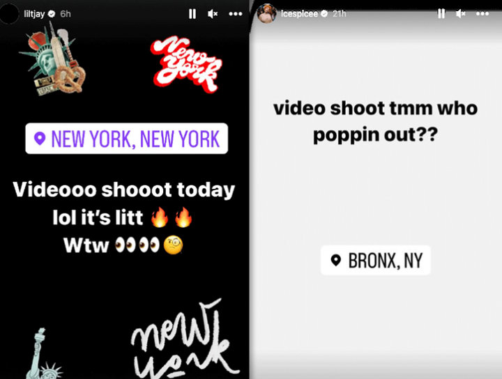 Lil Tjay and Ice Spice's IG Stories
