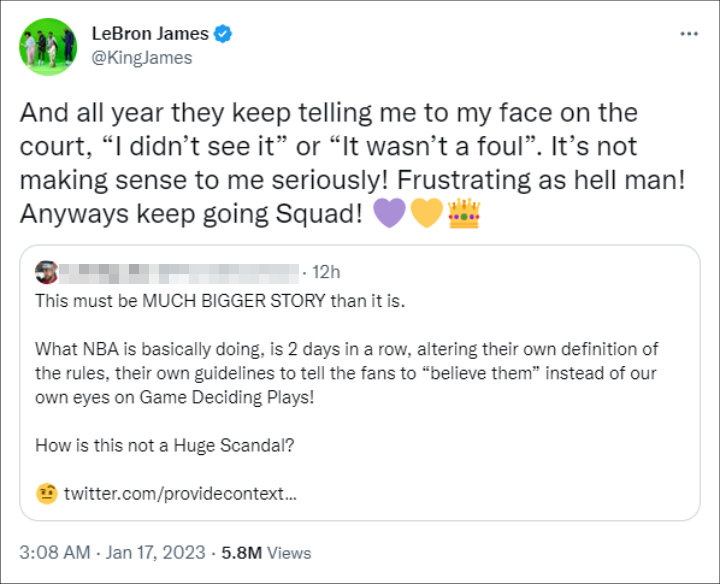 LeBron James' tweet