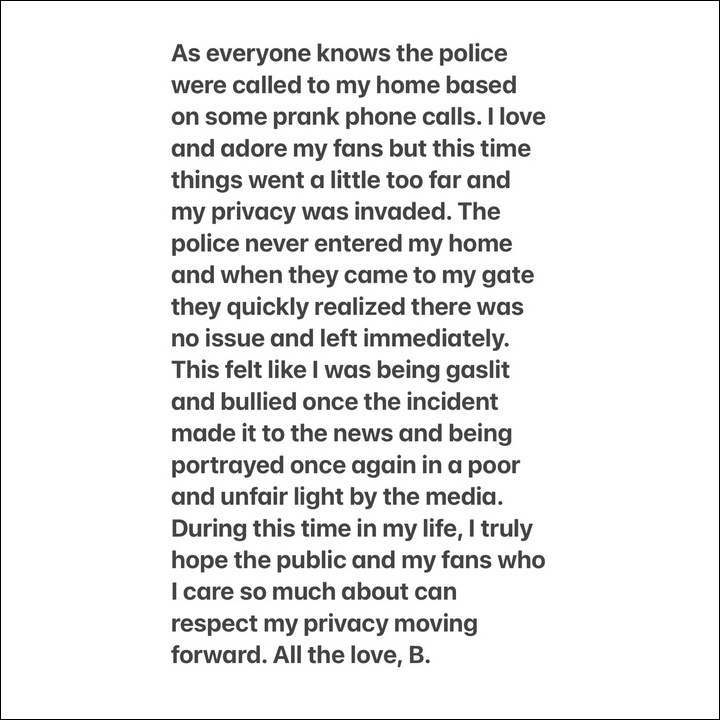 Britney Spears issues a statement after welfare check
