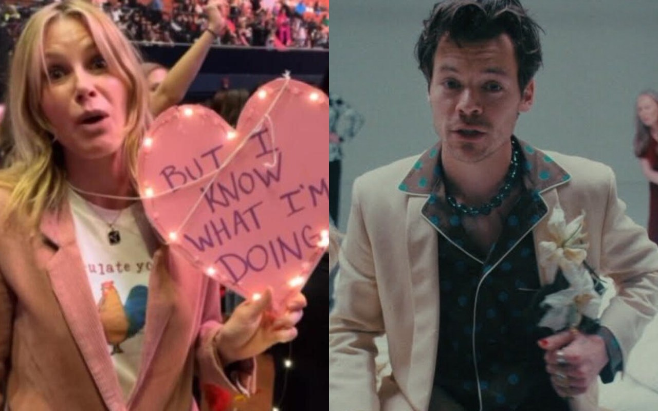 Julie Bowen Shooting Her Shot With Harry Styles as She Holds Heart Sign With Flirty Note at His Show
