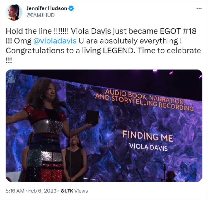 Jennifer Hudson's Tweet