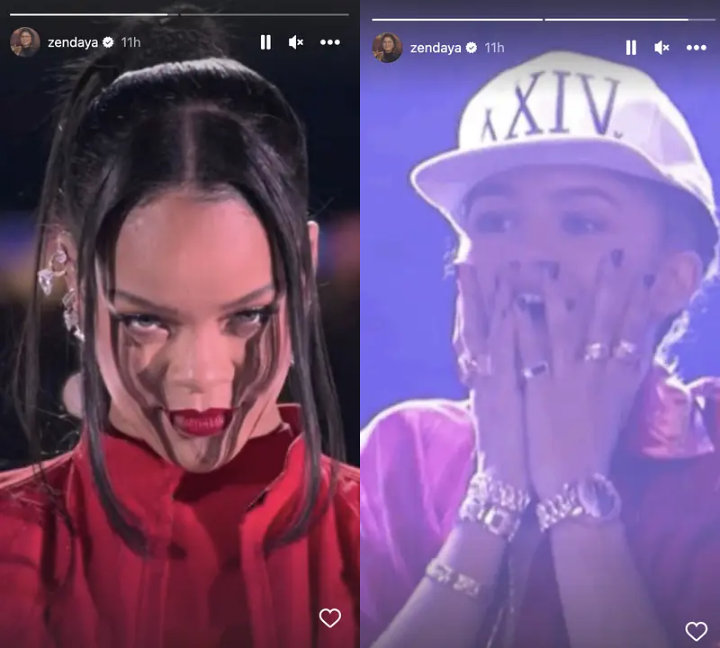 Zendaya Makes Tom Holland Reference in Reaction to Rihanna's Super Bowl