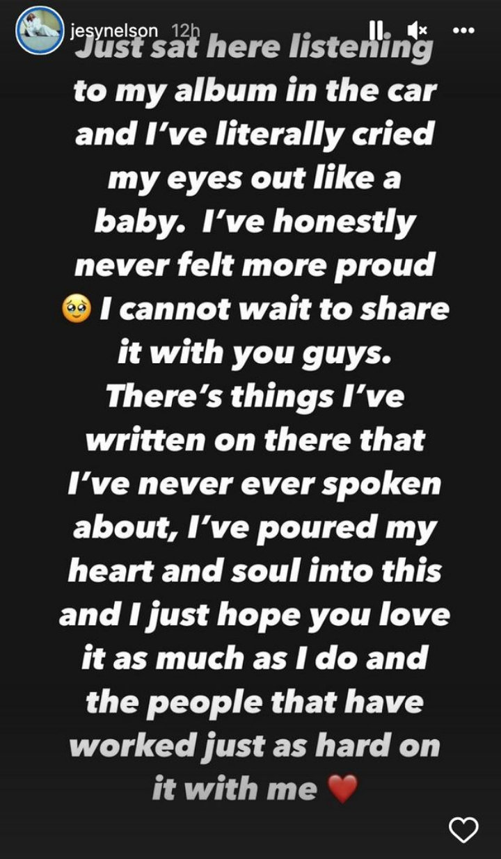Jesy Nelson's IG Story