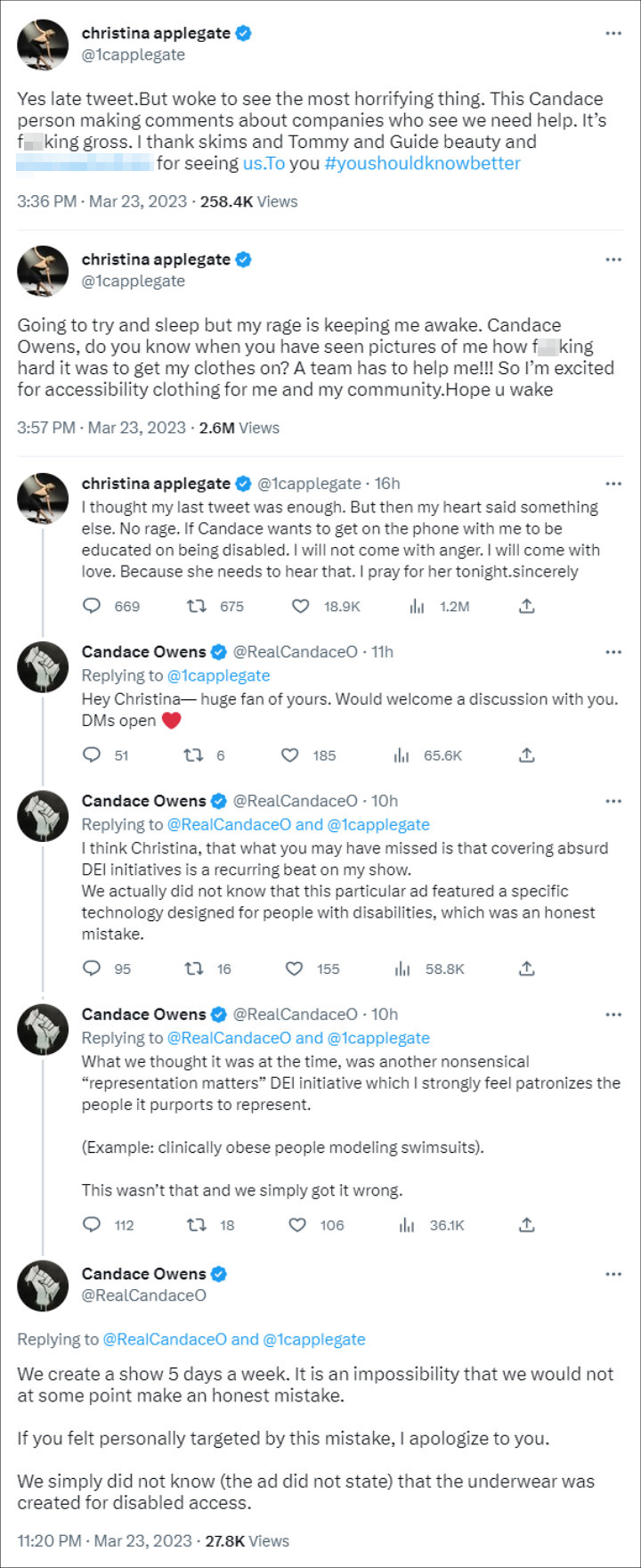 Christina Applegate and Candace Owens