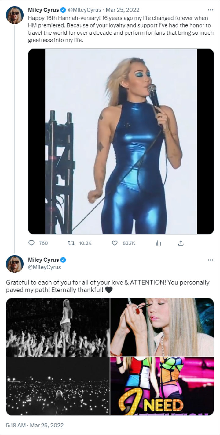Miley Cyrus via Twitter