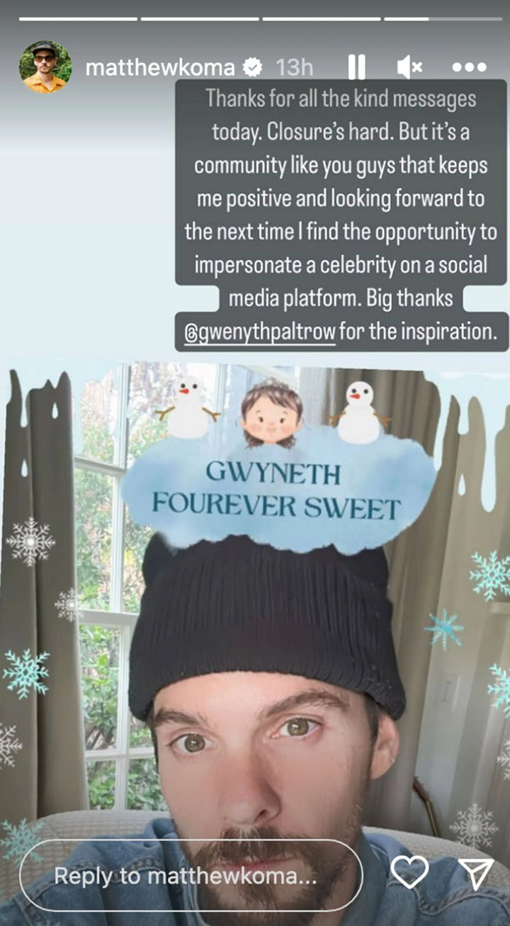 Matthew Koma's IG Story