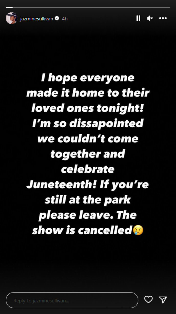 Jazmine Sullivan's IG Story