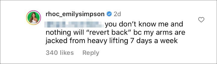 Emily Simpson Instagram comment