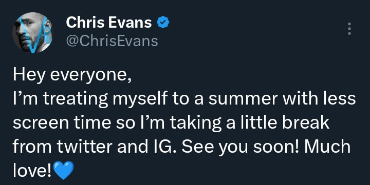 Chris Evans' Tweet
