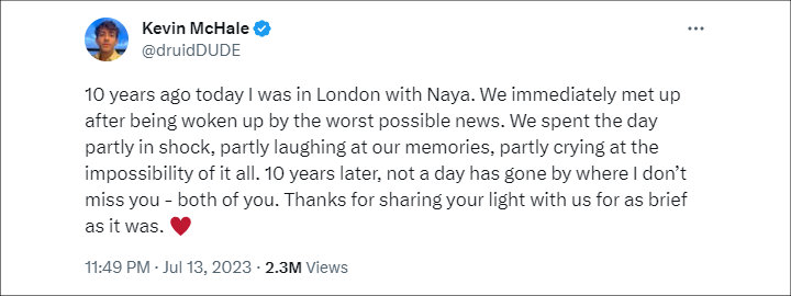 Kevin McHale's tweet