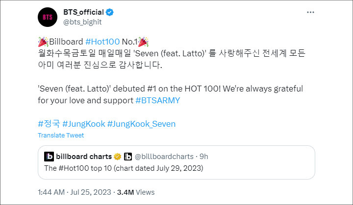 BTS' Tweet