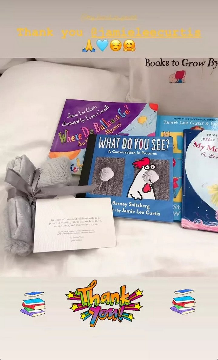 Lindsay Lohan shows baby gifts from Jamie Lee Curtis