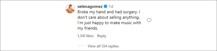 Selena Gomez's Comment on IG Post