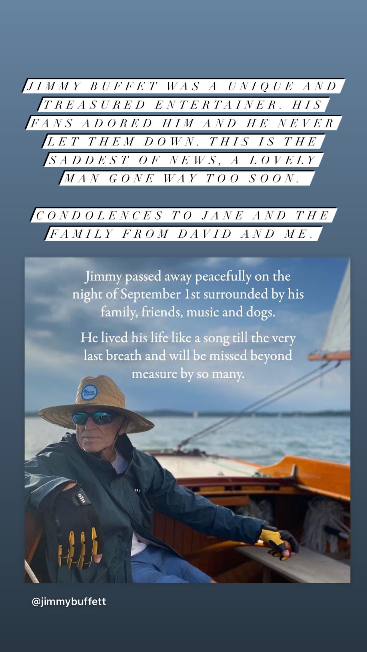 Elton John pays tribute to Jimmy Buffett