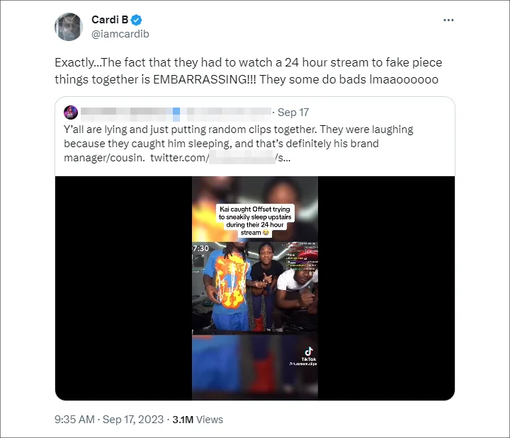 Cardi B tweet