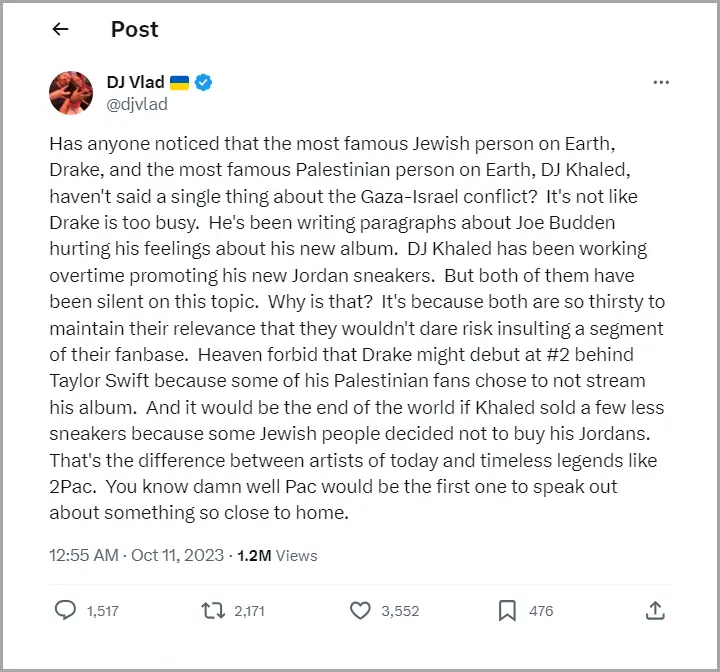 DJ Vlad's tweet
