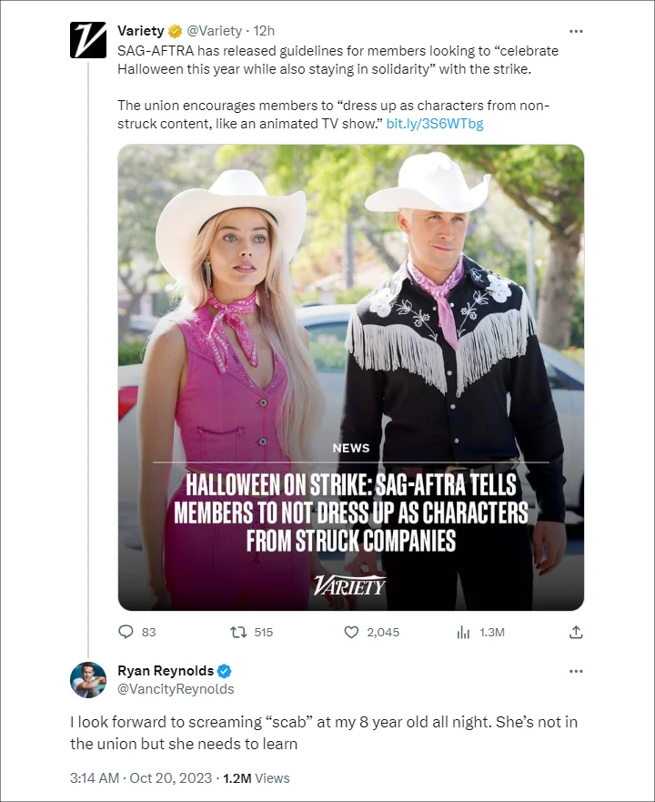 Ryan Reynolds' Tweet