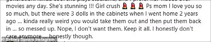 Britney Spears' IG Post Caption
