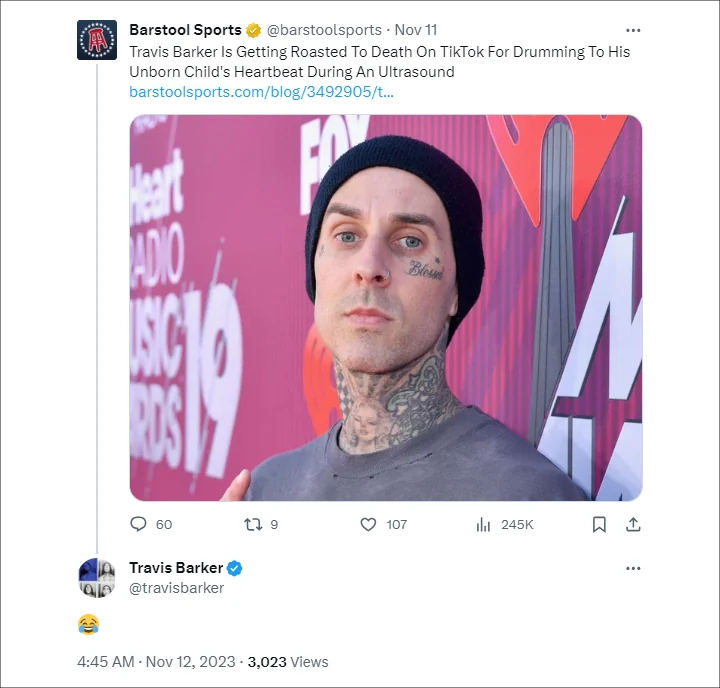 Travis Barker's tweet