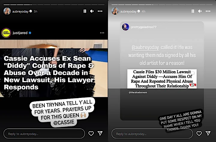 Aubrey O'Day Instagram Story