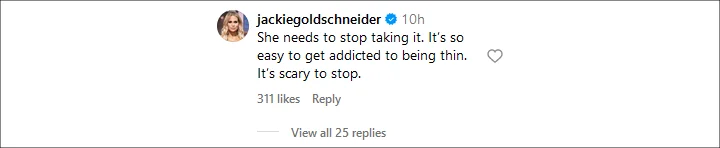Jackie Goldschneider's IG comment