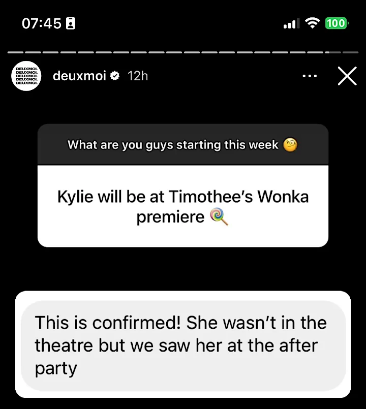 Deuxmoi's IG Story