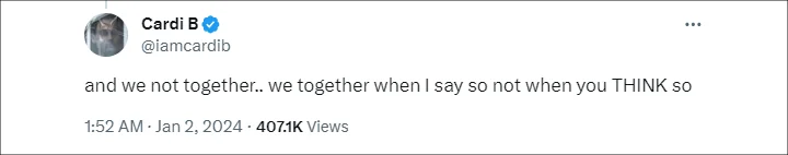 Cardi B's Tweet