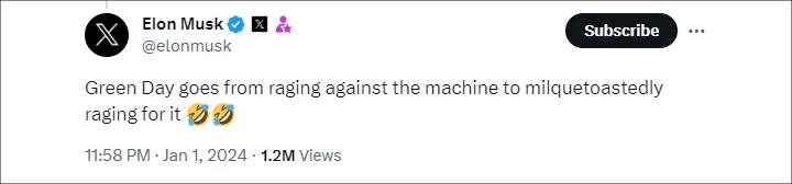 Elon Musk's Tweet