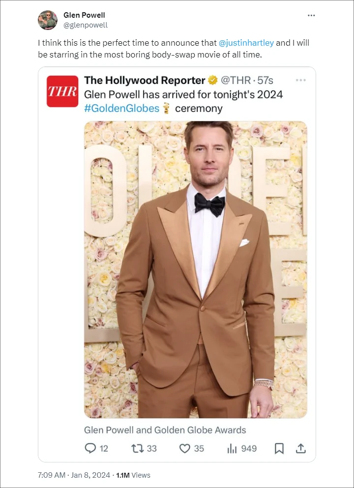Glen Powell's tweet