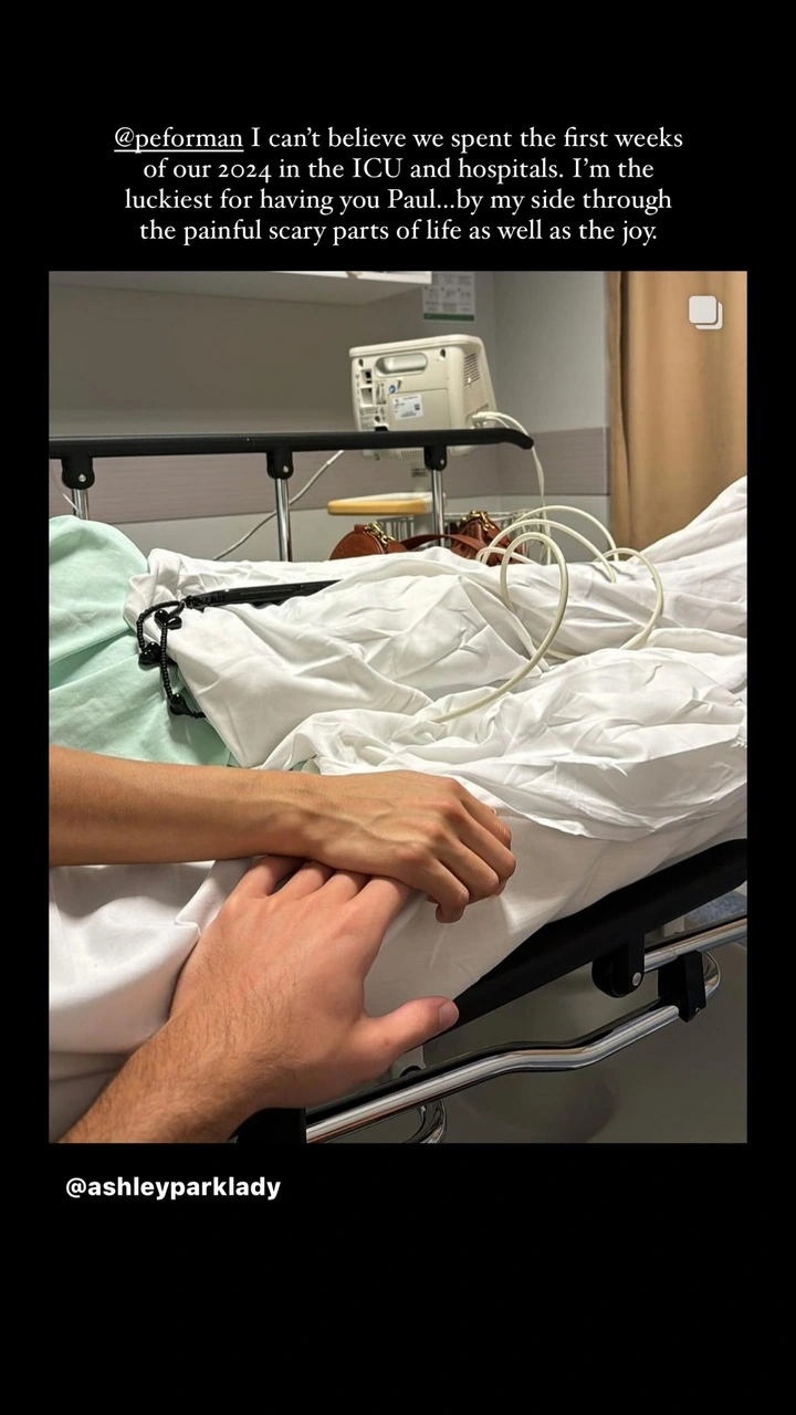 Ashley Park shares a picture from hospital