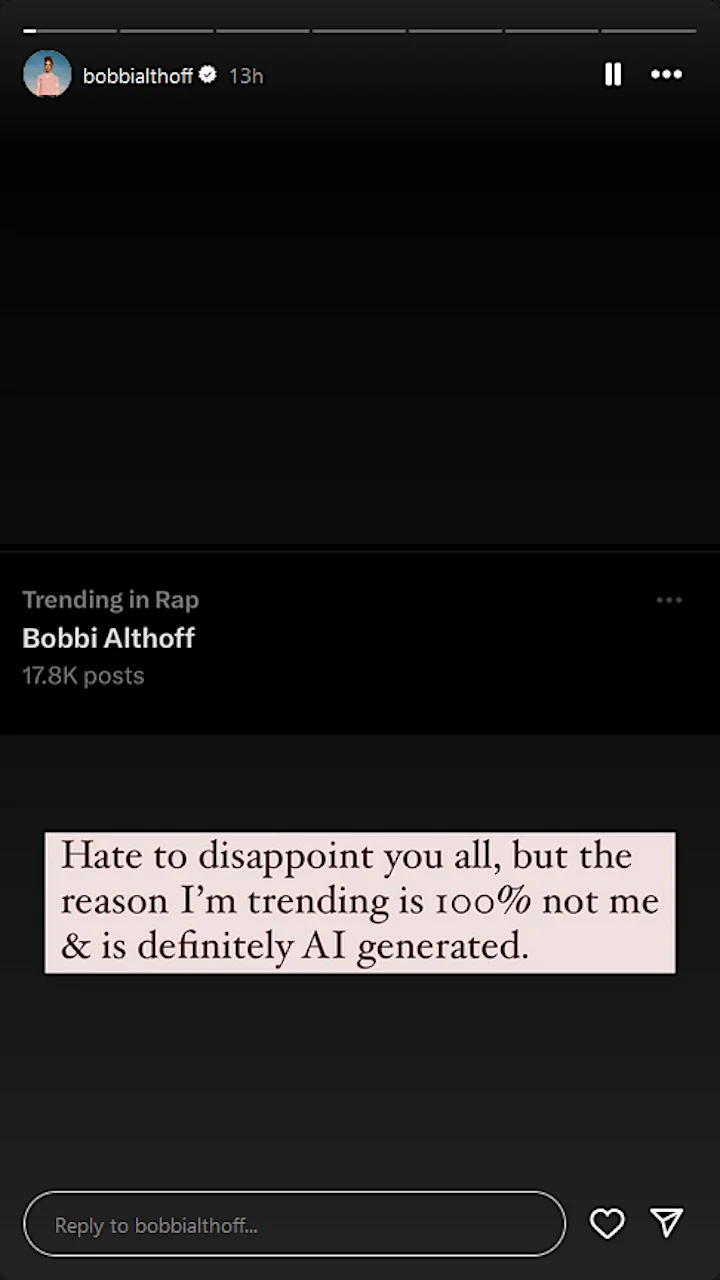 Bobbi Althoff's IG Story