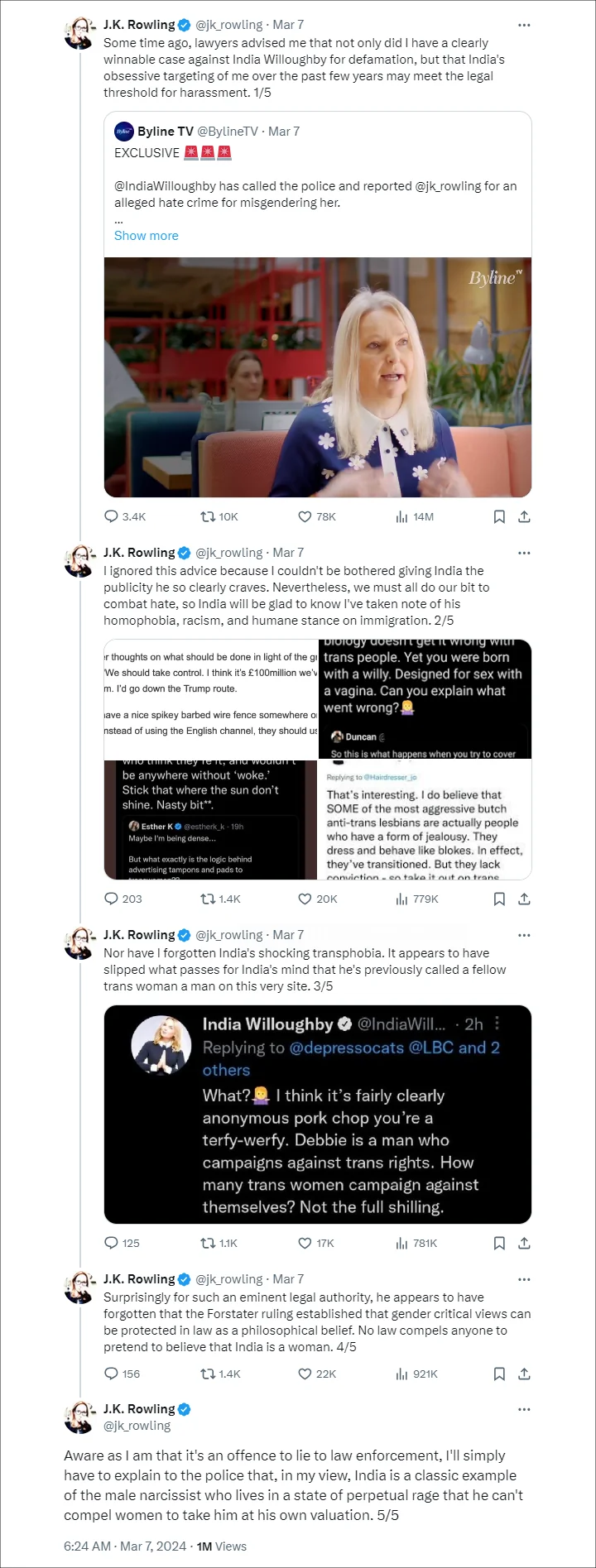 J.K. Rowling's Tweets