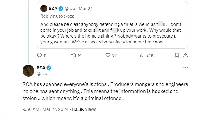 SZA's Tweets