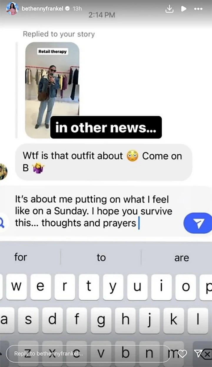 Bethenny Frankel defends her outfit