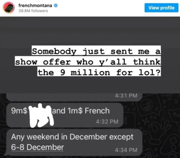 Franch Montana says Taylor Swift rejects offers to perform in UAE
