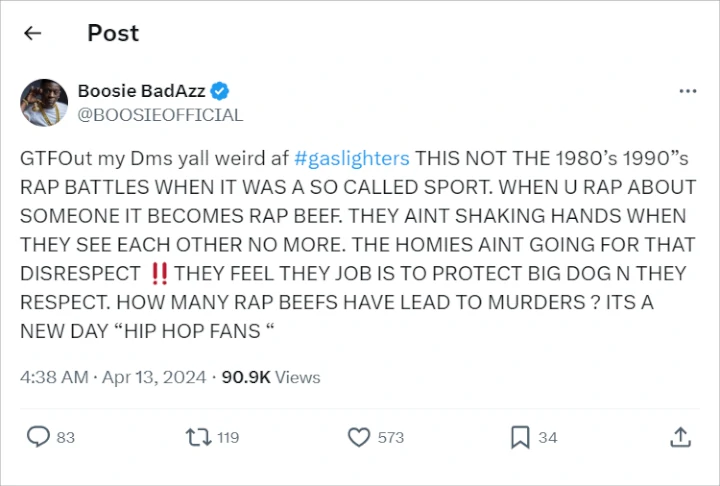 Boosie's Tweet