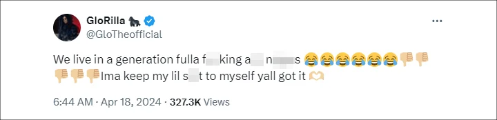 GloRilla's Tweet