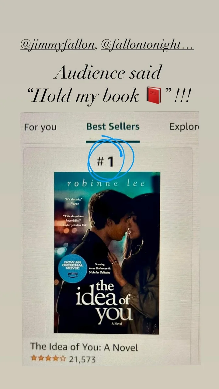 Anne Hathaway brags about 'The Idea of You' novel becoming bestseller