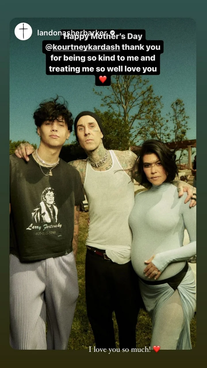 Landon Barker pays tribute to Kourtney Kardashian on Mother's Day
