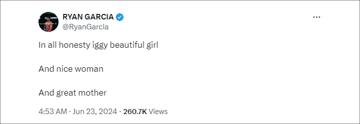 Ryan Garcia's Tweet