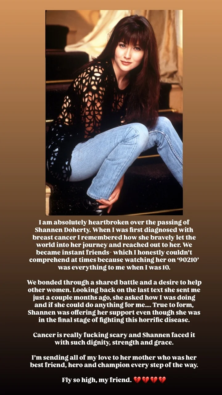 Olivia Munn pays tribute to Shannen Doherty