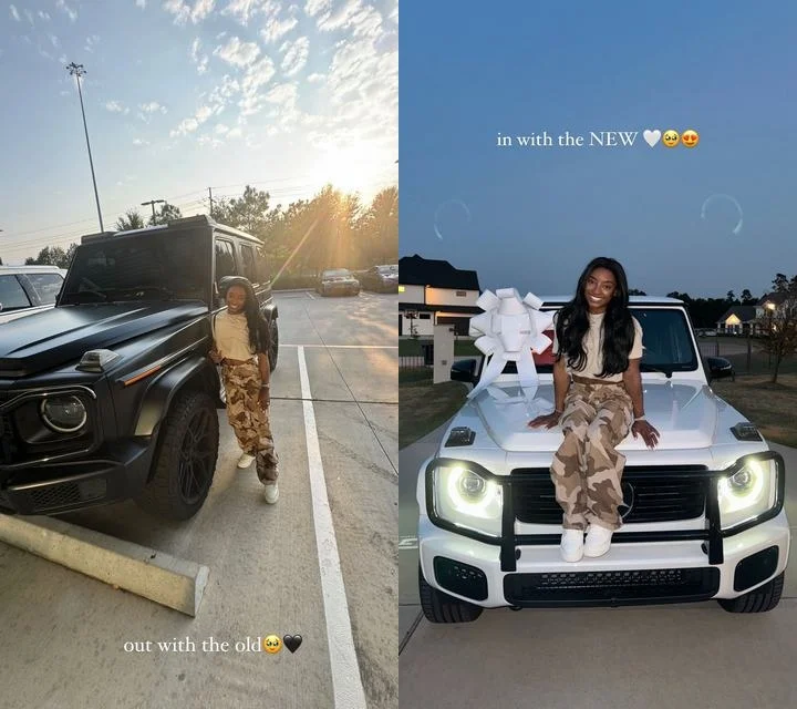 Simones Biles trades her car with a new one