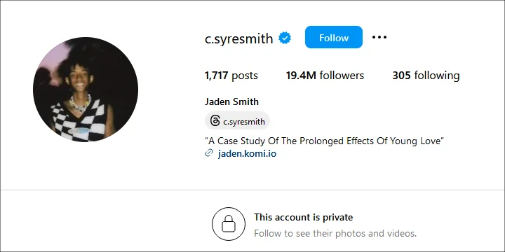 Jaden Smith's Instagram Page