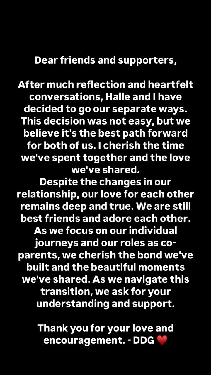 DDG confirms split from Halle Bailey