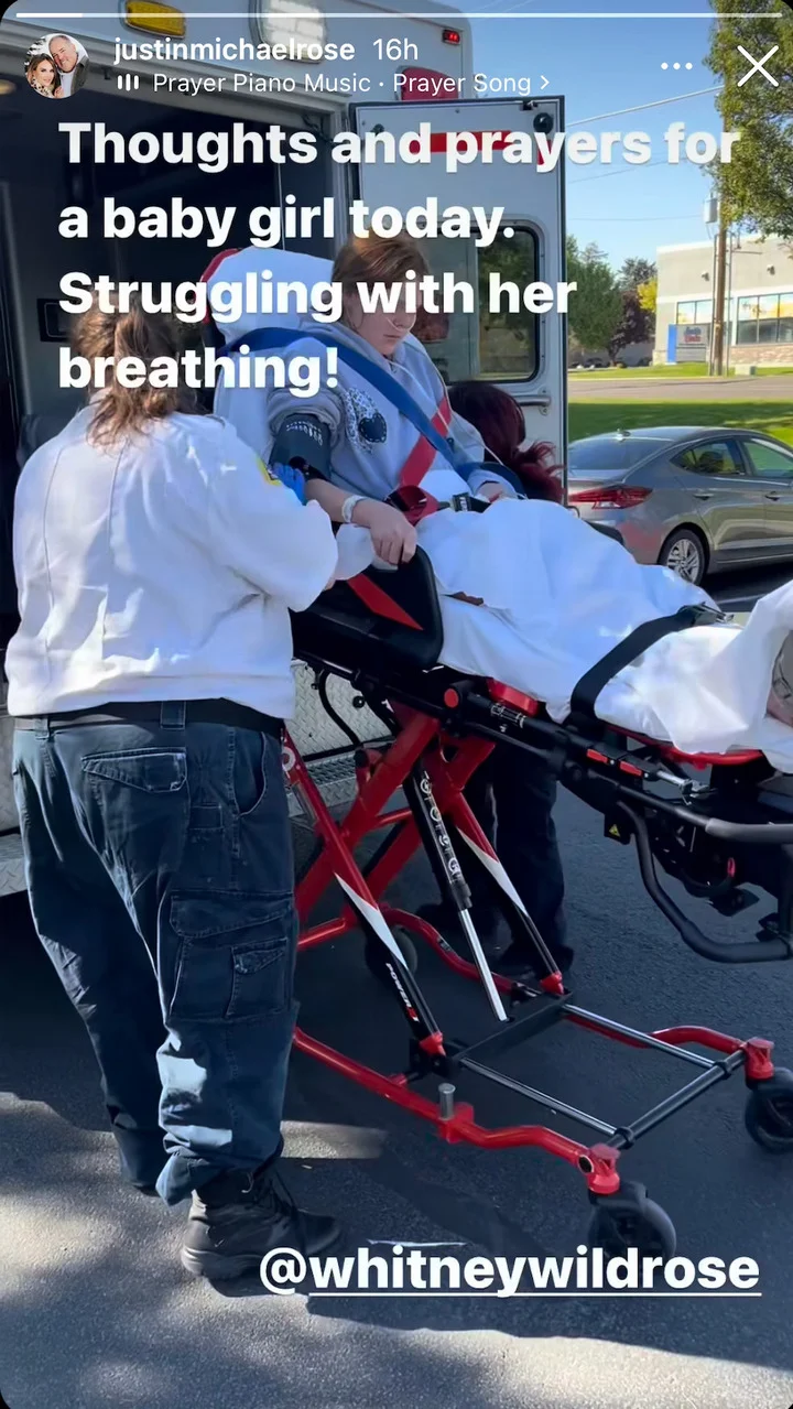 Whitney Rose's husband shows daughter being rushed to ICU