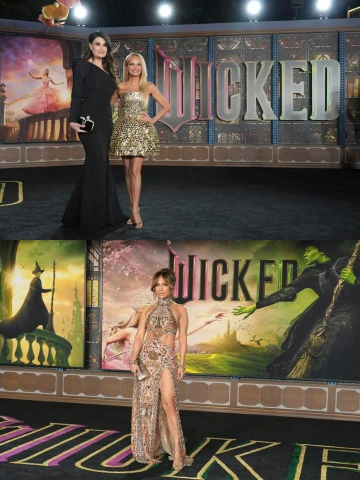Idina Menzel, Kristin Chenoweth, and Jennifer Lopez at 'Wicked' LA premiere