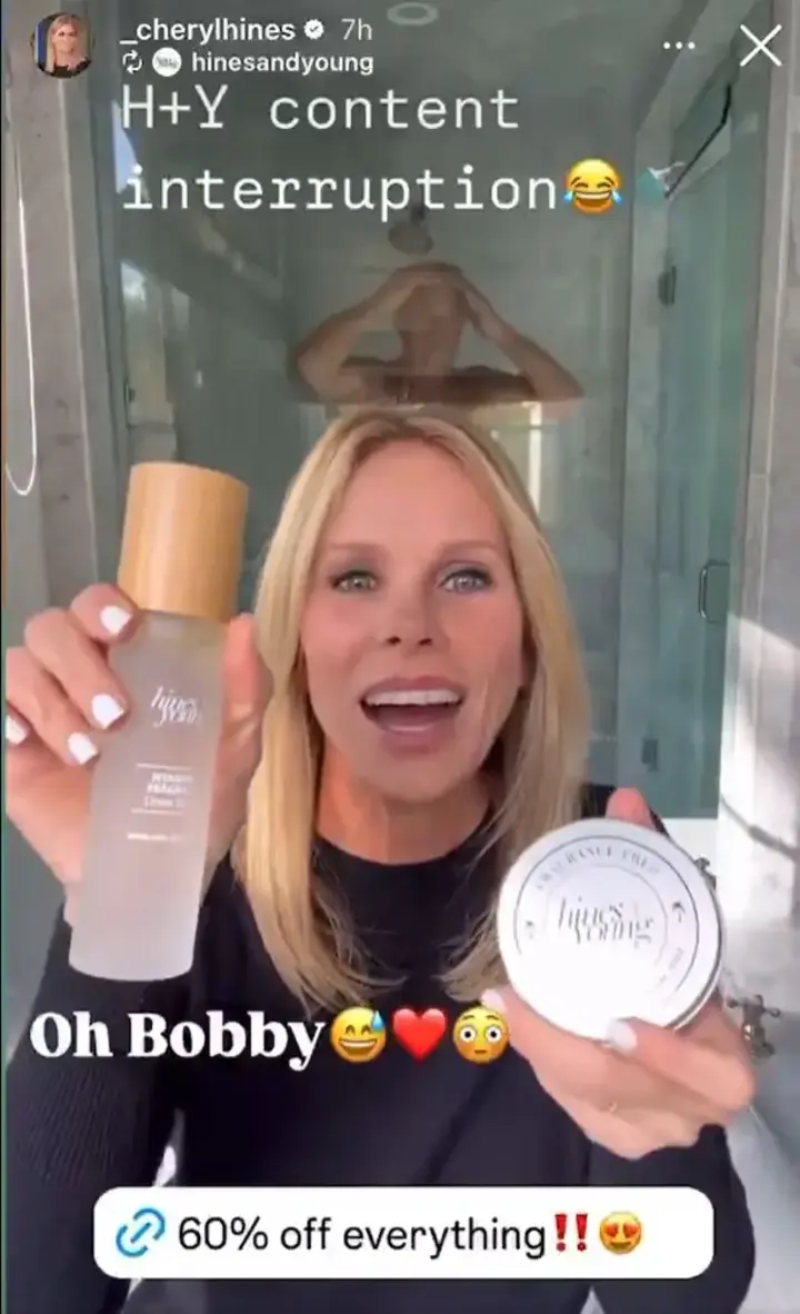 Cheryl Hines shows husband taking a shower